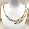 Stainless Steel Necklace and Bracelet, Figaro Design, Polished, Golden Finish, 06.256.0010