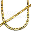 Stainless Steel Necklace and Bracelet, Figaro Design, Polished, Golden Finish, 06.256.0010