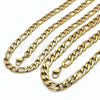 Stainless Steel Necklace and Bracelet, Figaro Design, Polished, Golden Finish, 06.256.0010