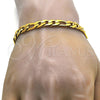 Stainless Steel Necklace and Bracelet, Figaro Design, Polished, Golden Finish, 06.256.0011