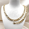 Stainless Steel Necklace and Bracelet, Figaro Design, Polished, Golden Finish, 06.256.0011
