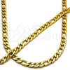 Stainless Steel Necklace and Bracelet, Figaro Design, Polished, Golden Finish, 06.256.0011