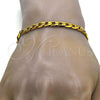 Stainless Steel Basic Bracelet, Curb Design, Polished, Golden Finish, 03.256.0017.08 (180 Gauge, 07 MM Thickness, 8 Inches Length)