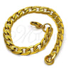 Stainless Steel Basic Bracelet, Curb Design, Polished, Golden Finish, 03.256.0017.08 (180 Gauge, 07 MM Thickness, 8 Inches Length)