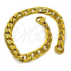 Stainless Steel Basic Bracelet, Curb Design, Polished, Golden Finish, 03.256.0017.08 (180 Gauge, 07 MM Thickness, 8 Inches Length)