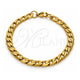 Pulsera Básica 03.256.0017.08 Acero Inoxidable, Diseño de Cubana, Pulido, Tono Dorado (Calibre 180, Grosor 07 MM, 8 Pulgadas de Largo)