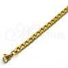 Stainless Steel Basic Bracelet, Curb Design, Polished, Golden Finish, 03.256.0018.08 (200 Gauge, 07 MM Thickness, 8 Inches Length)