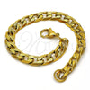 Stainless Steel Basic Bracelet, Curb Design, Polished, Golden Finish, 03.256.0018.08 (200 Gauge, 07 MM Thickness, 8 Inches Length)