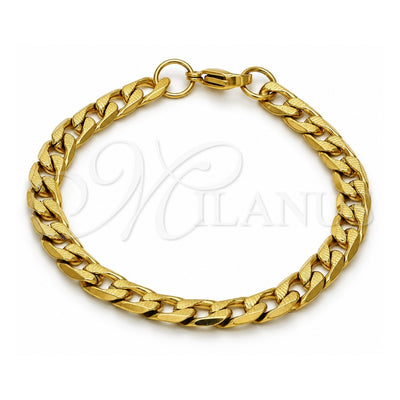 Stainless Steel Basic Bracelet, Curb Design, Polished, Golden Finish, 03.256.0018.08 (200 Gauge, 07 MM Thickness, 8 Inches Length)