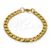Stainless Steel Basic Bracelet, Curb Design, Polished, Golden Finish, 03.256.0018.08 (200 Gauge, 07 MM Thickness, 8 Inches Length)