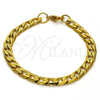 Stainless Steel Basic Bracelet, Curb Design, Polished, Golden Finish, 03.256.0018.08 (200 Gauge, 07 MM Thickness, 8 Inches Length)