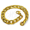 Stainless Steel Basic Bracelet, Curb Design, Polished, Golden Finish, 03.256.0019.08 (230 Gauge, 09 MM Thickness, 8 Inches Length)