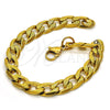 Stainless Steel Basic Bracelet, Curb Design, Polished, Golden Finish, 03.256.0019.08 (230 Gauge, 09 MM Thickness, 8 Inches Length)