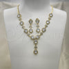 Oro Laminado Necklace and Earring, Gold Filled Style Teardrop Design, with White Cubic Zirconia, Polished, Golden Finish, 06.205.0025