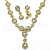 Oro Laminado Necklace and Earring, Gold Filled Style Teardrop Design, with White Cubic Zirconia, Polished, Golden Finish, 06.205.0025