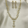 Oro Laminado Necklace and Earring, Gold Filled Style Teardrop Design, with White Cubic Zirconia, Polished, Golden Finish, 06.205.0025