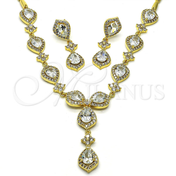 Gold Filled Ring — Necklace and Earring Teardrop Design with White Cubic — main product view — SKU 115600 | Oro Laminado anillo — Necklace and Earring Teardrop diseño with blanco Cubic — SKU 115600