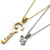 Stainless Steel Fancy Pendant, key and Heart Design, with White Crystal, Polished, Golden Finish, 05.294.0006