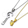 Stainless Steel Fancy Pendant, key and Heart Design, with White Crystal, Polished, Steel Finish, 05.294.0006.1