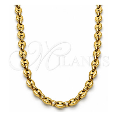 Stainless Steel Fancy Necklace, Polished, Golden Finish, 03.116.0020.30 (06 MM Thickness, 30 Inches Length)