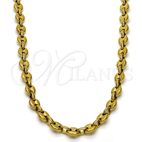 Stainless Steel Fancy Necklace, Polished, Golden Finish, 03.116.0020.30 (06 MM Thickness, 30 Inches Length)