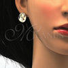 Oro Laminado Earring and Pendant Adult Set, Gold Filled Style with White Crystal, Polished, Golden Finish, 10.160.0091
