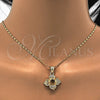 Oro Laminado Earring and Pendant Adult Set, Gold Filled Style Flower Design, with Coffee Crystal, Polished, Golden Finish, 10.160.0098
