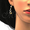 Oro Laminado Earring and Pendant Adult Set, Gold Filled Style with White and Dark Champagne Crystal, Polished, Golden Finish, 10.160.0106