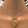 Oro Laminado Earring and Pendant Adult Set, Gold Filled Style with White Crystal, Polished, Golden Finish, 10.160.0115