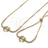Oro Laminado Necklace and Bracelet, Gold Filled Style Anchor Design, with White Cubic Zirconia, Polished, Golden Finish, 06.221.0017