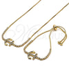 Oro Laminado Necklace and Bracelet, Gold Filled Style Anchor Design, with White Cubic Zirconia, Polished, Golden Finish, 06.221.0017