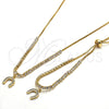 Oro Laminado Necklace and Bracelet, Gold Filled Style with White Cubic Zirconia, Polished, Golden Finish, 06.221.0019