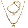 Oro Laminado Necklace and Bracelet, Gold Filled Style with White Cubic Zirconia, Polished, Golden Finish, 06.221.0019