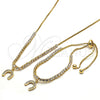 Oro Laminado Necklace and Bracelet, Gold Filled Style with White Cubic Zirconia, Polished, Golden Finish, 06.221.0019