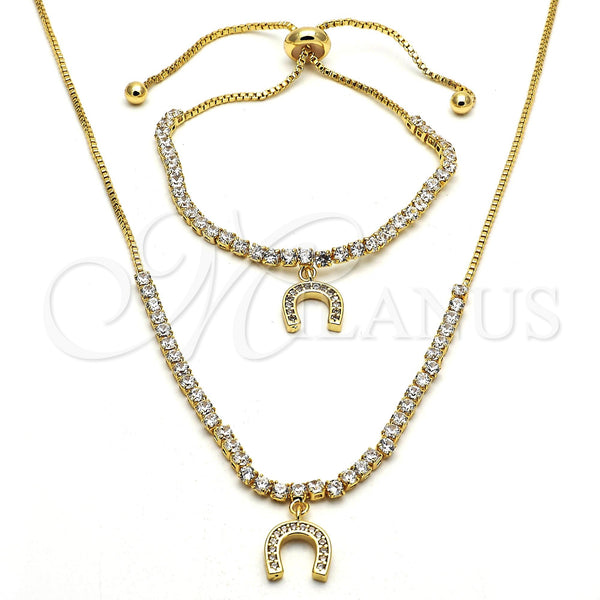 Gold Filled Bracelet — Necklace and Bracelet with White Cubic Zirconia Polished — main product view — SKU 115753 | Oro Laminado brazalete — Necklace and Bracelet with blanco Cubic Zirconia pulido — SKU 115753
