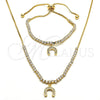 Oro Laminado Necklace and Bracelet, Gold Filled Style with White Cubic Zirconia, Polished, Golden Finish, 06.221.0019