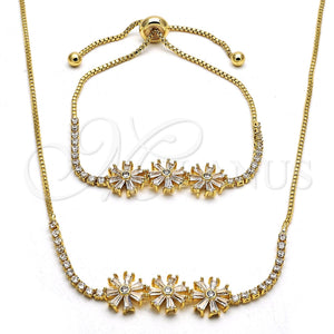 Gold Filled Bracelet — Necklace and Bracelet Flower Design with White Cubic — main product view — SKU 115755 | Oro Laminado brazalete — Necklace and Bracelet flor diseño with blanco Cubic — SKU 115755