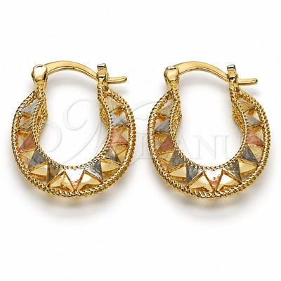 Oro Laminado Small Hoop, Gold Filled Style Polished, Tricolor, 02.102.0005.20