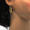 Oro Laminado Medium Hoop, Gold Filled Style Greek Key Design, Polished, Tricolor, 02.102.0006.25