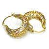 Oro Laminado Medium Hoop, Gold Filled Style Greek Key Design, Polished, Tricolor, 02.102.0006.25