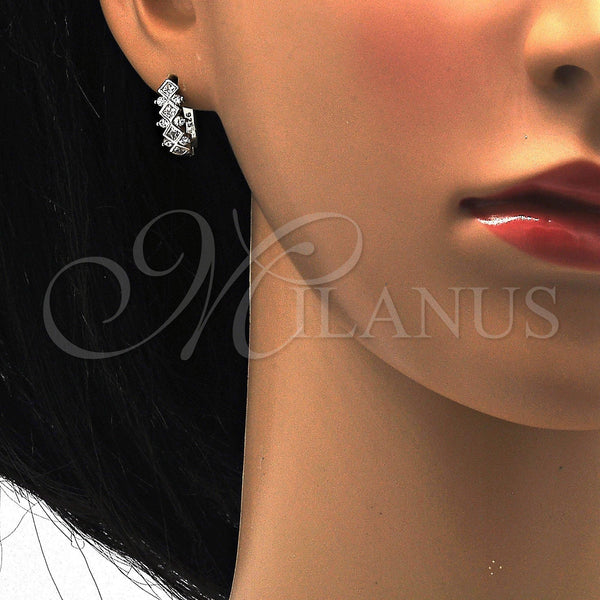 Sterling Silver Hoop Earrings — Huggie Hoop with White Cubic Zirconia Polished 02. — alternate product view — SKU 115816 | Plata 925 aretes de aro — Huggie Hoop with blanco Cubic Zirconia pulido 02. — SKU 115816