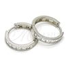 Sterling Silver Huggie Hoop, with White Cubic Zirconia, Polished, Rhodium Finish, 02.286.0003.20