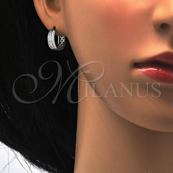 Sterling Silver Hoop Earrings — Huggie Hoop with White Cubic Zirconia Polished 02. — alternate product view — SKU 115818 | Plata 925 aretes de aro — Huggie Hoop with blanco Cubic Zirconia pulido 02. — SKU 115818