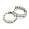 Sterling Silver Huggie Hoop, with White Cubic Zirconia, Polished, Rhodium Finish, 02.286.0006.16