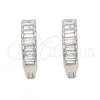 Sterling Silver Huggie Hoop, with White Cubic Zirconia, Polished, Rhodium Finish, 02.286.0007.15