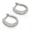 Sterling Silver Huggie Hoop, with White Cubic Zirconia, Polished, Rhodium Finish, 02.286.0007.15