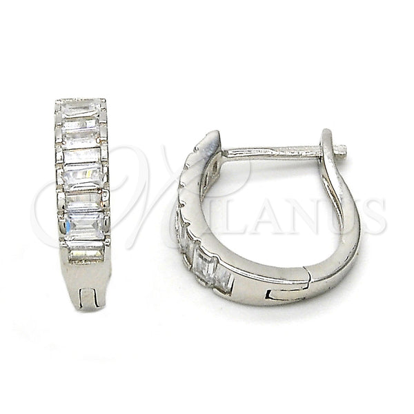 Sterling Silver Hoop Earrings — Huggie Hoop with White Cubic Zirconia Polished 02. — main product view — SKU 115821 | Plata 925 aretes de aro — Huggie Hoop with blanco Cubic Zirconia pulido 02. — SKU 115821