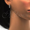 Sterling Silver Huggie Hoop, with White Cubic Zirconia, Polished, Rhodium Finish, 02.286.0009.10