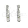 Sterling Silver Huggie Hoop, with White Cubic Zirconia, Polished, Rhodium Finish, 02.286.0009.10