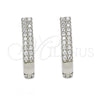 Sterling Silver Huggie Hoop, with White Cubic Zirconia, Polished, Rhodium Finish, 02.286.0009.10